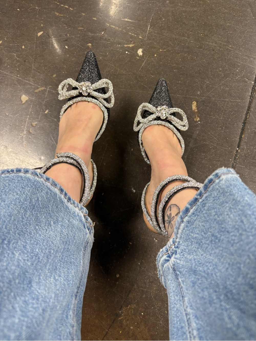 MACH & MACH 110mm crystal-embellished bow heeled pumps